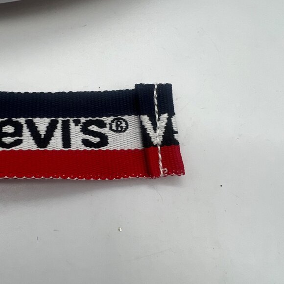 Vtg Levi's Red Navy Logo Striped Spellout Adjustable Logo Belt Youth One Size - Picture 5 of 6